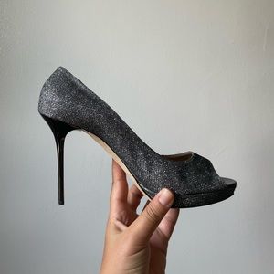 Gunmetal Glitter Jimmy Choos in a very rare size: 43/ US 12